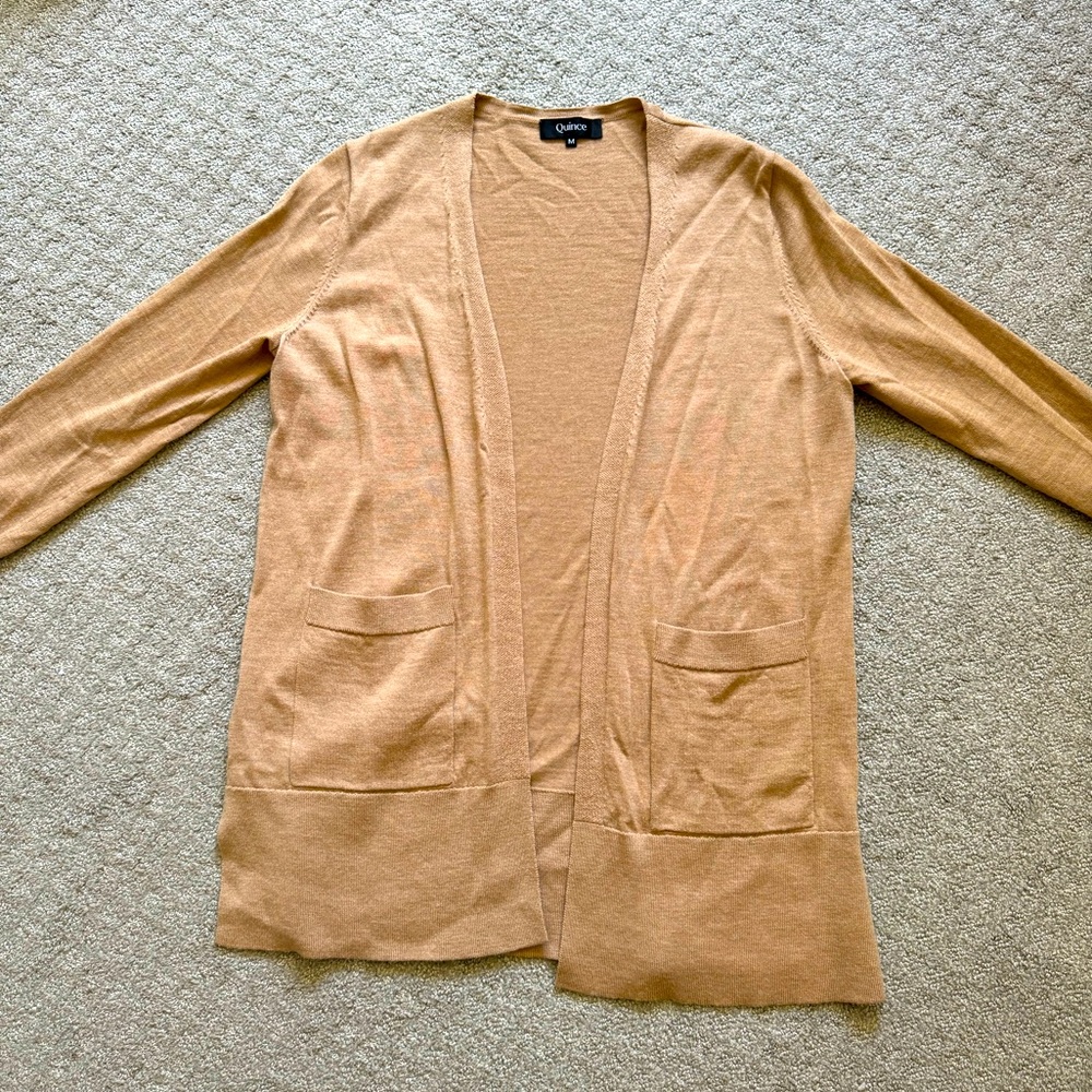 Quince Merino Wool Camel Cardigan Medium